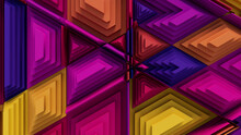 Multicolored Tech Background With A Geometric 3D Structure. Vibrant, Stepped Design With Extruded Futuristic Forms. 3D Render.
