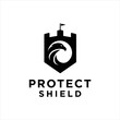 protect shield fortress with eagle logo design template
