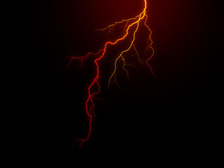 Wall Mural - massive lightning bolt with branches isolated on black background. branched lightning bolt. electric