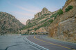 Winding road in scenic Mount Lemmon with cliffs and sky view in Arizona