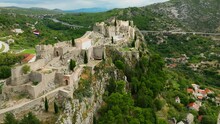 Aerial Approach Of The Fortress Klis In Split, Croatia