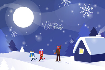 Wall Mural - Cozy Christmas background illustration
