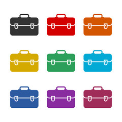 Sticker - Briefcase icon isolated on white background. Set icons colorful