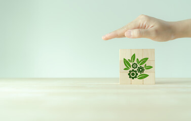 Wall Mural - green organizational culture, corporate social responsibility concept. green innovation for corporat