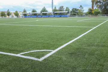 Wall Mural - football field corner with artificial turf