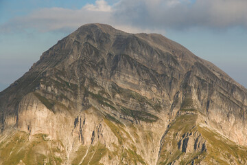 Morning view of  the peak of high mountain in the park of Gran Sasso and Monti della Laga