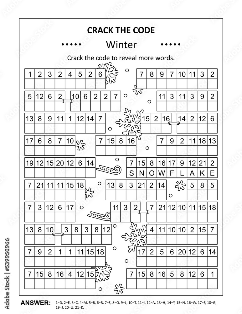 Crack the code word game, or codebreaker word puzzle, with various ...