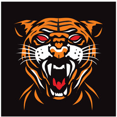 Wall Mural - Tiger vector illustration for sticker icon graphic on black background