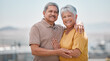 © Beaunitta V W/peopleimages.com - Couple, happy and outdoor portrait of senior love on retirement vacation in a city bonding and hugging with smile and care. Happiness, support and elderly man and woman being romantic in Puerto Rico
