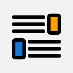 Layout icon in filled line style, use for website mobile app presentation