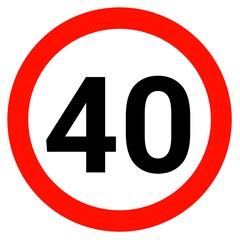 Wall Mural - Speed limit 40 sign icon