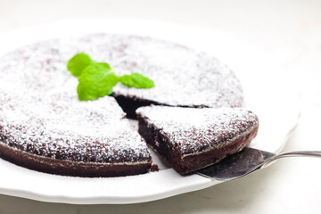 Wall Mural - still life of chocolate cake with sugar