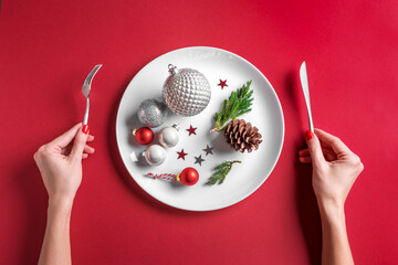 Poster - Christmas Table Setting and Hands