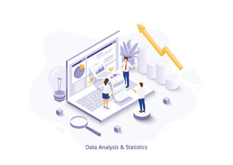 Poster - People Characters Working With Data Analysis, Business Statistic, Management, Consulting, Marketing. illustrator vector.