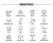 Endometriosis vector icon set. Line editable medical icons.