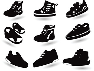 Wall Mural - New Fashion Shoes isolated vector Silhouettes