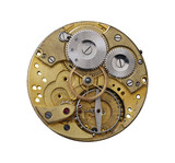 Fototapeta  - Detail of the clockwork mechanism on transparent background