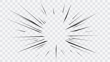 abstract comic book flash explosion radial lines on transparent background. vector illustration supe