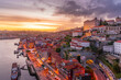 © robertharding - View of Douro River and The Ribeira district from Dom Luis I bridge at sunset, UNESCO World Heritage Site, Porto, Norte