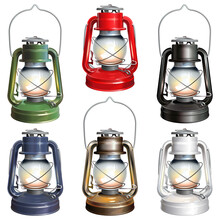 Vector Small Kerosene Lamps Set