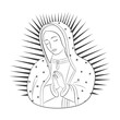 Our Lady of Guadalupe. Virgin of Guadalupe. Virgen de Guadalupe. Outline. Vector design.