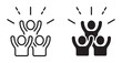 Set of group happy people icons. Joy expression feeling symbol, party friends sign, happy work friends, vector.