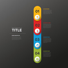 Poster - Four rounded vertical steps elements template with stripes and spheres