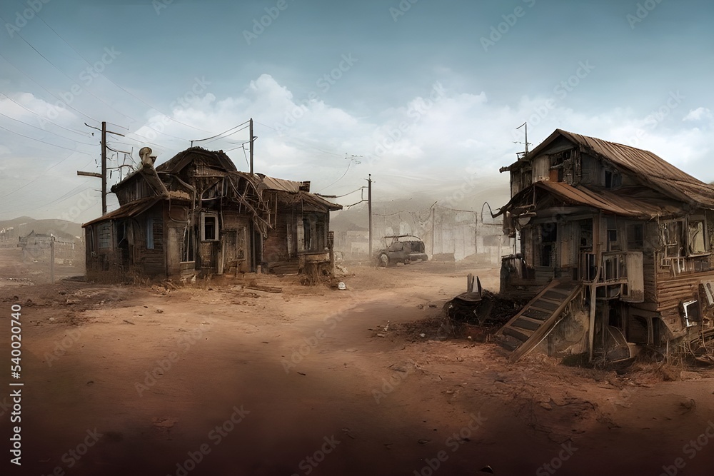 Abandoned town. Dystopia. Urban blight. Zombie apocalypse. Fallout ...
