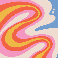 hippie retro wavy background. square groovy hand drawn vector backdrop.