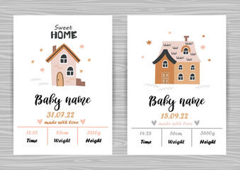 Wall Mural - Baby shower invitation templates with houses