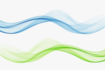 Wall Mural - Blue and green background of transparent abstract wave. Design element for poster, brochure, website, banner, certificate.