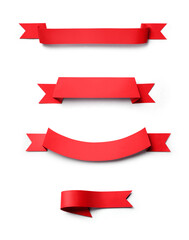 red paper use as label banner on white background with clipping path