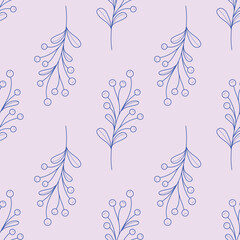 Wall Mural - Blue berry vector pattern, blue and purple seamless repeat