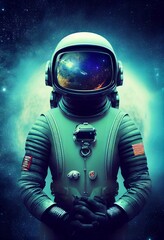 Wall Mural - hyper-realistic illustration of an astronaut in outer space