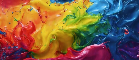 Poster - A Close Up Of A Multicolored Liquid Substance, Phenomenal Abstract Backdrop.