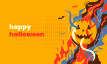 Halloween Background Abstract Graffiti Design With Pumpkin And Bats Vector Illustration