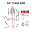 Hand drawn illustration of hand glove sizing guide and charts