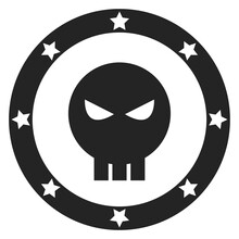 Evil Comic Emblem. Super Villain Black Sign