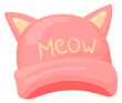 Cute hat with kitten ears. Meow pink cap