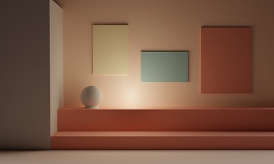 Wall Mural - minimal design interior 3d render illustration.