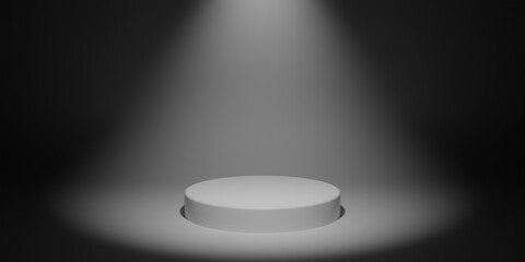 Wall Mural - minimal product presentation stage podium with direct spotlight 3d render background illustration.