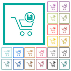 Sticker - Cart save outline flat color icons with quadrant frames