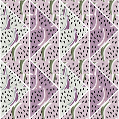  Creative skin endless wallpaper. Abstract watermelon slices mosaic seamless pattern.