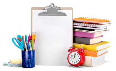 Poster - Notebooks, Pens, Alarm Clock and Books