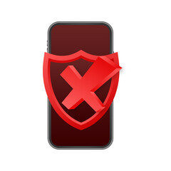 Poster - Smartphones with checkmarks set. Tick and cross check marks. Vector stock illustration.