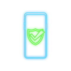Poster - smartphones with checkmarks neon set. tick and cross check marks. vector stock illustration.