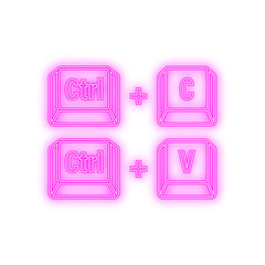 Fototapete - Ctrl C and Ctrl V computer keyboard neon buttons. Desktop interface. Web icon. Vector stock illustration.