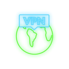 Poster - secure vpn connection concept. neon style. virtual private network connectivity overview. vector sto