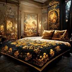 Luxury golden bed