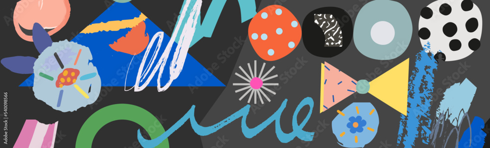 Collage Header Image Vector de Stock Creative art header with different shapes and textures ...